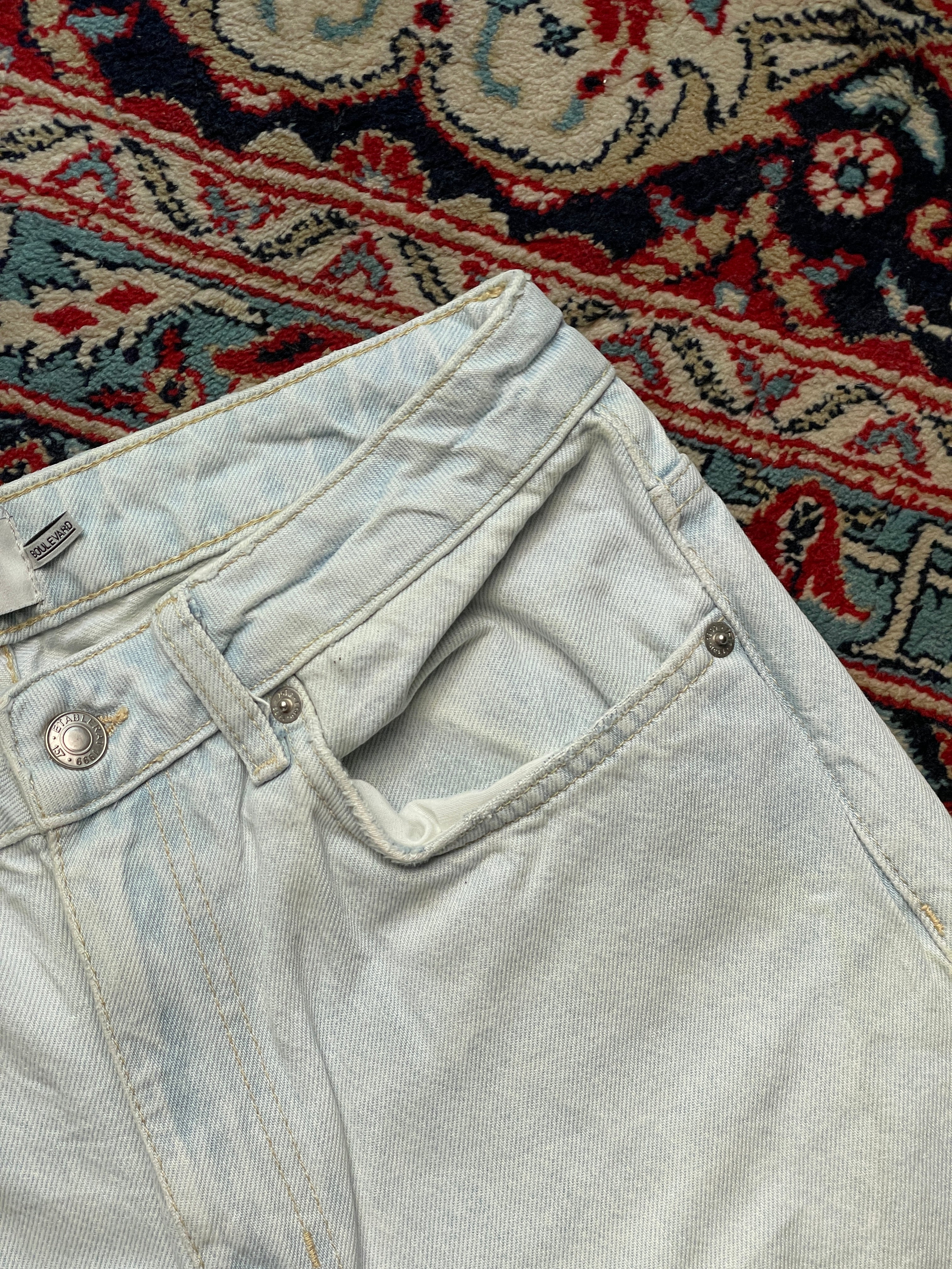 Lager 157 Boulevard Light Wash High Waisted Raw Hem JEANS - 28