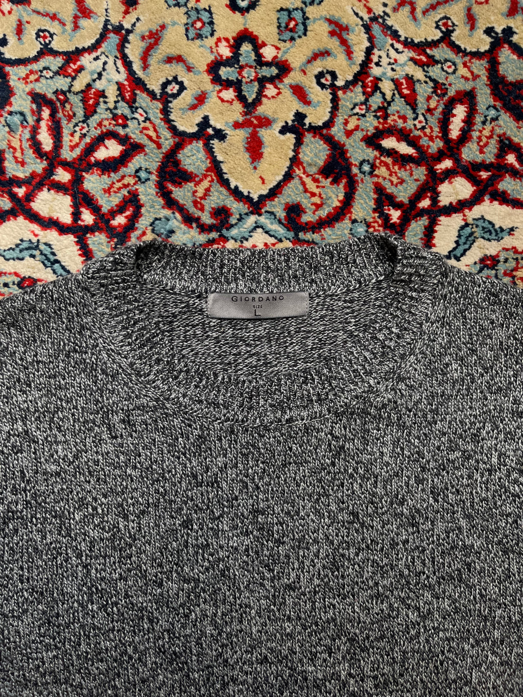 Giordano Charcoal Wool Blend Crewneck Knit Sweater - L