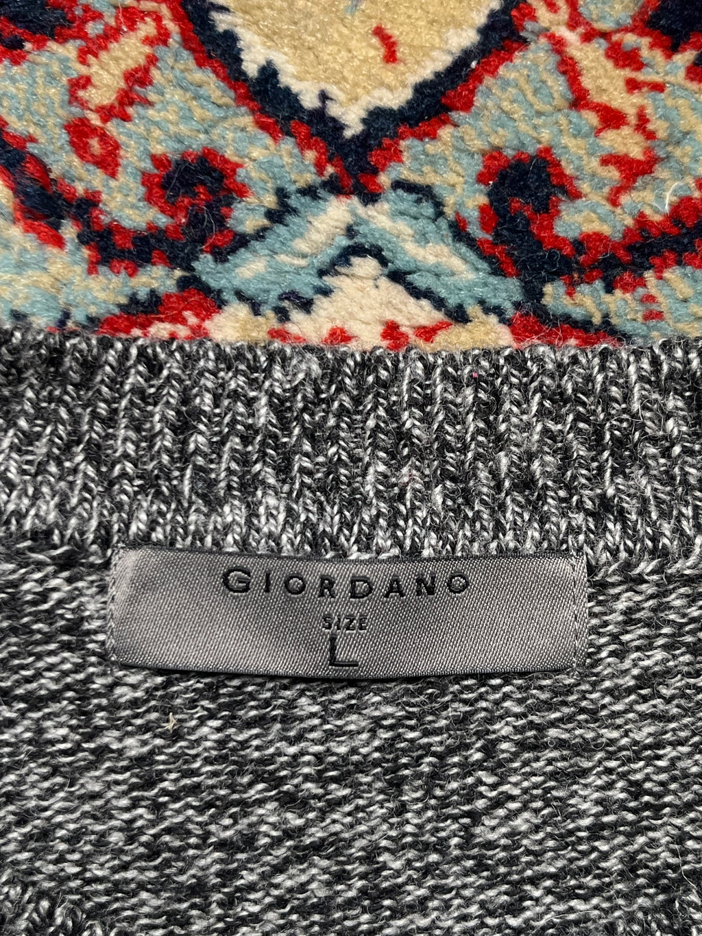Giordano Charcoal Wool Blend Crewneck Knit Sweater - L