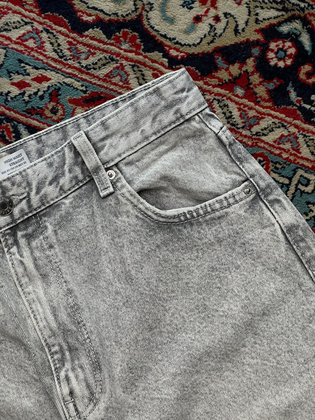 Bershka High Waist Acid Wash Light Grey JEANS - 30
