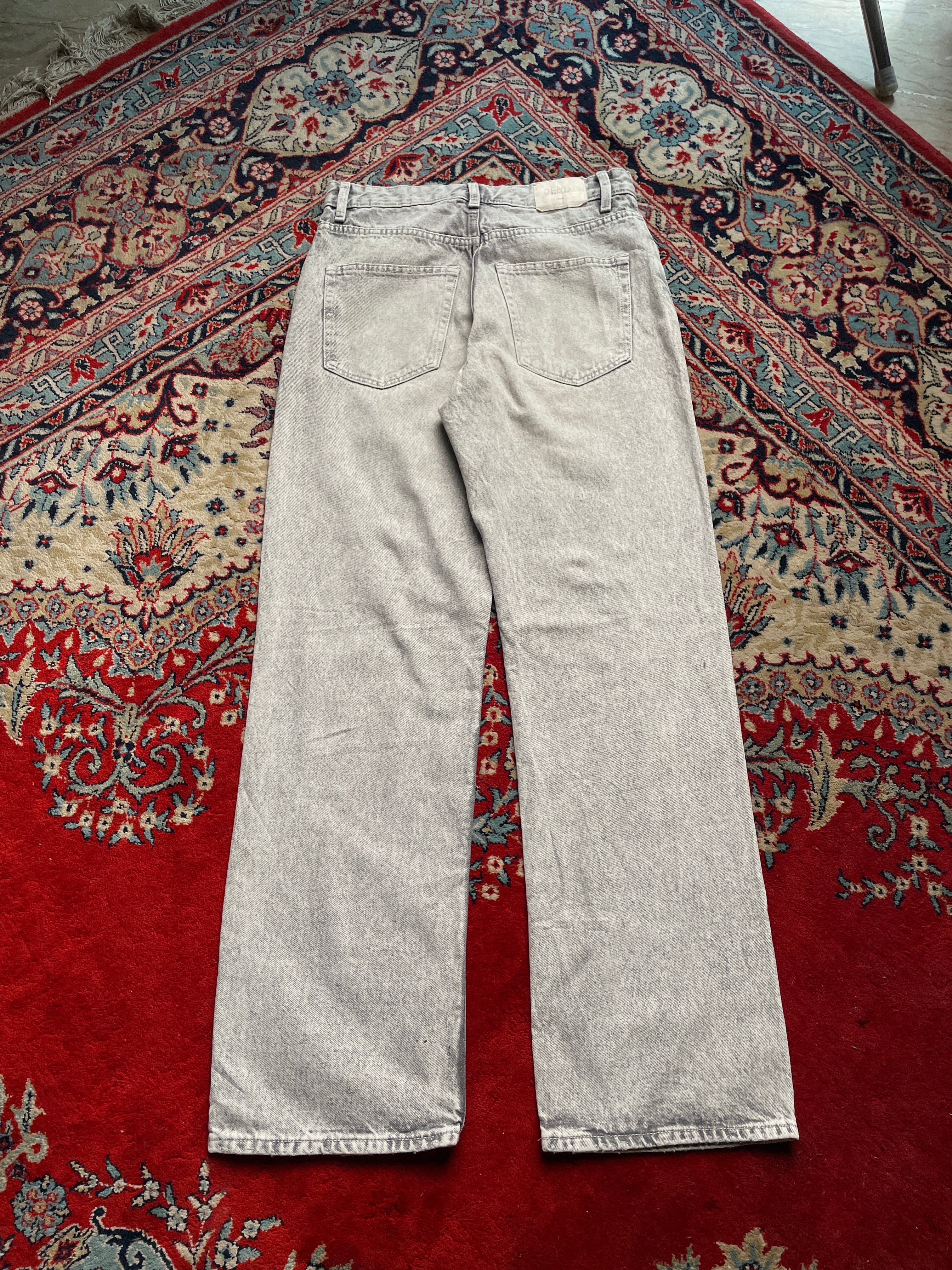 Bershka High Waist Acid Wash Light Grey JEANS - 30