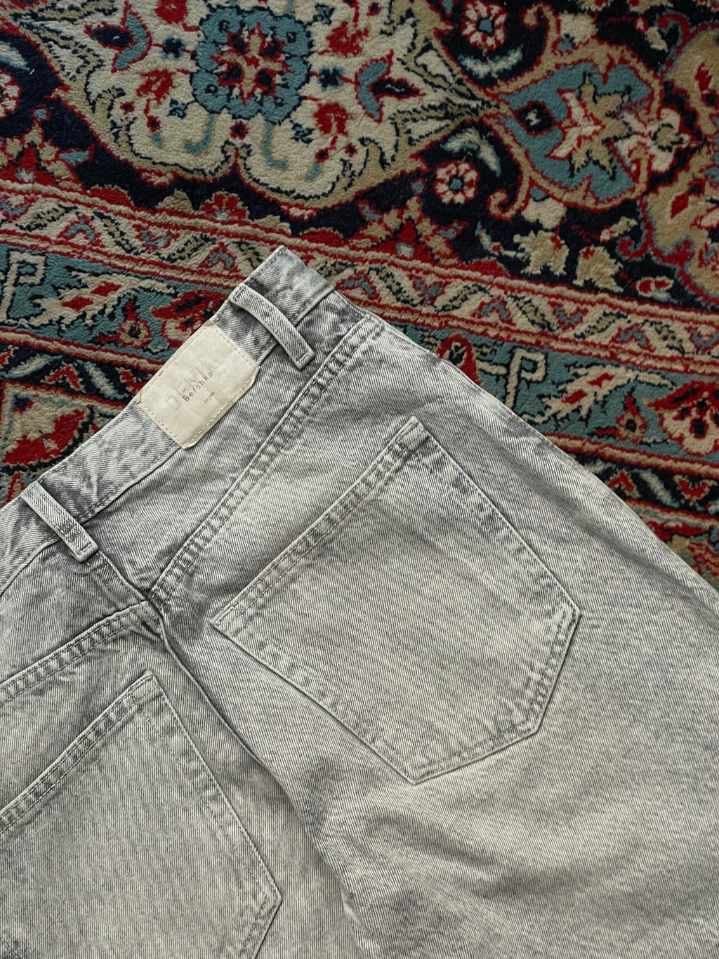 Bershka High Waist Acid Wash Light Grey JEANS - 30
