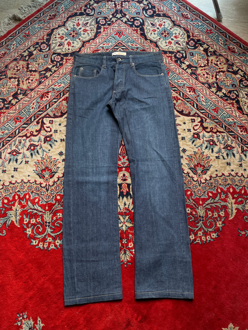 Aberdeen Vintage Low Rise Dark Indigo Raw Denim Straight-BOOTCUT FIT JEANS - 30