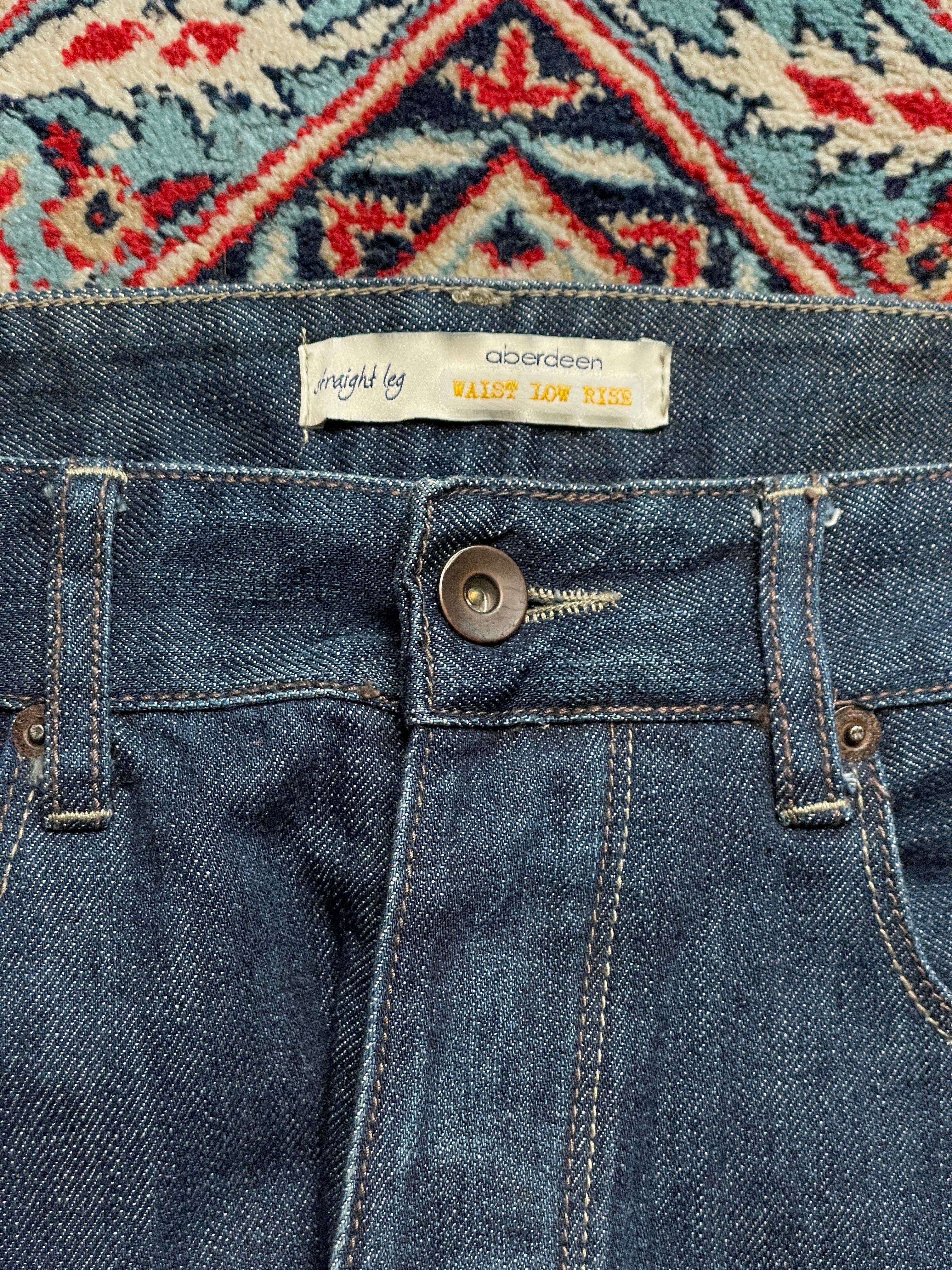 Aberdeen Vintage Low Rise Dark Indigo Raw Denim Straight-BOOTCUT FIT JEANS - 30