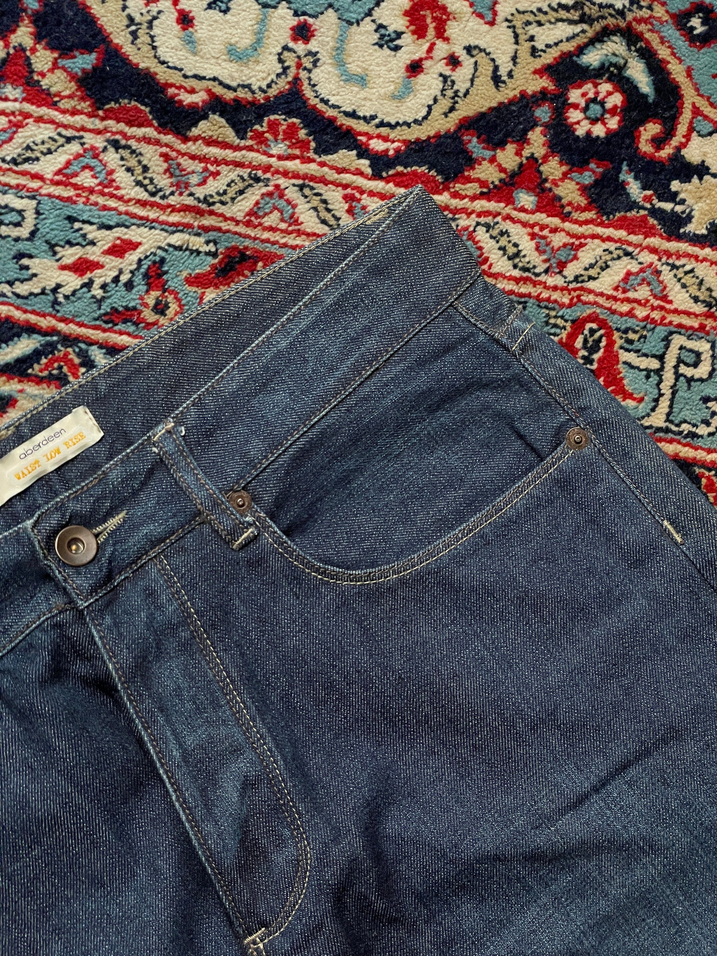 Aberdeen Vintage Low Rise Dark Indigo Raw Denim Straight-BOOTCUT FIT JEANS - 30