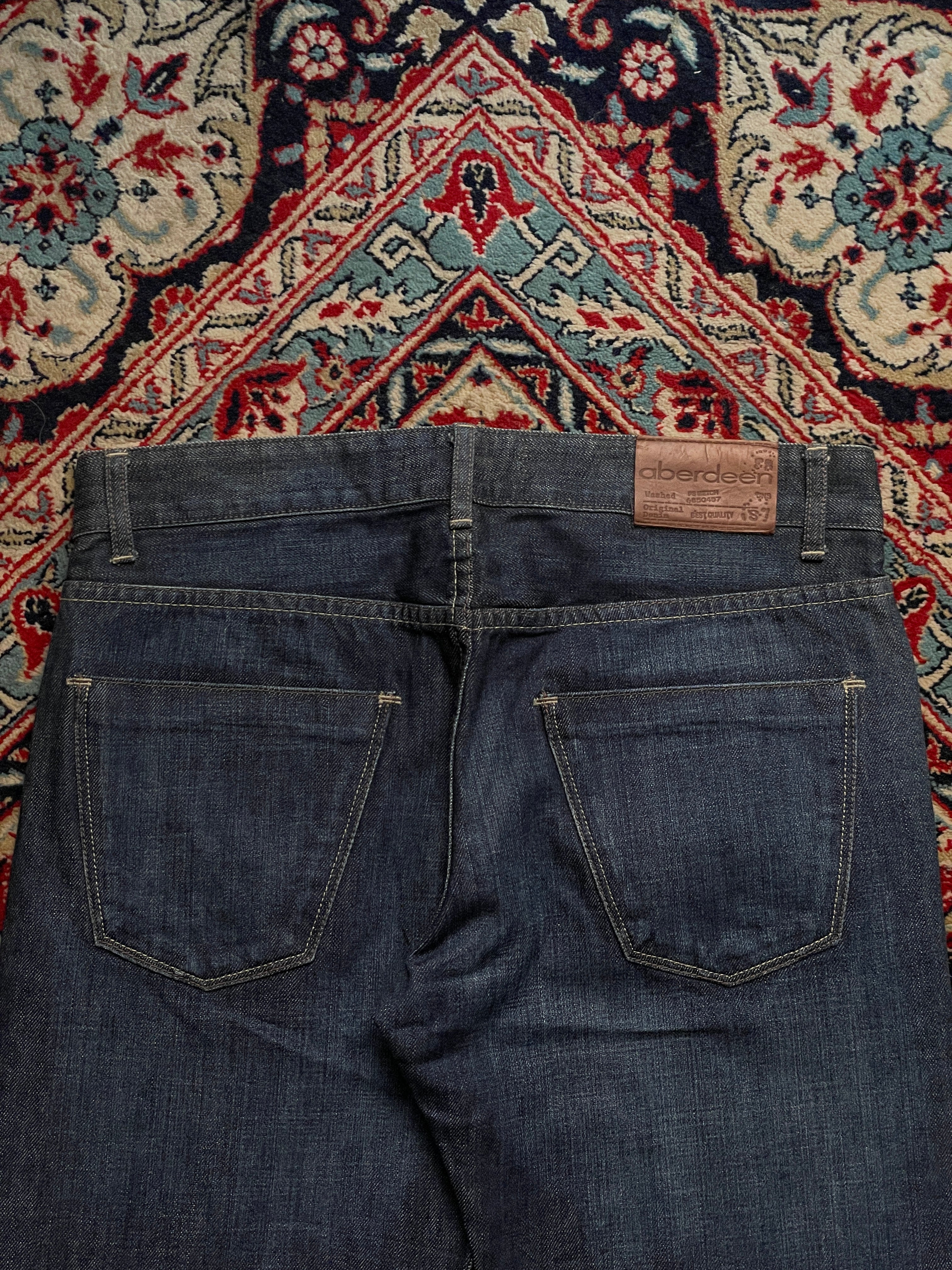 Aberdeen Vintage Low Rise Dark Indigo Raw Denim Straight-BOOTCUT FIT JEANS - 30