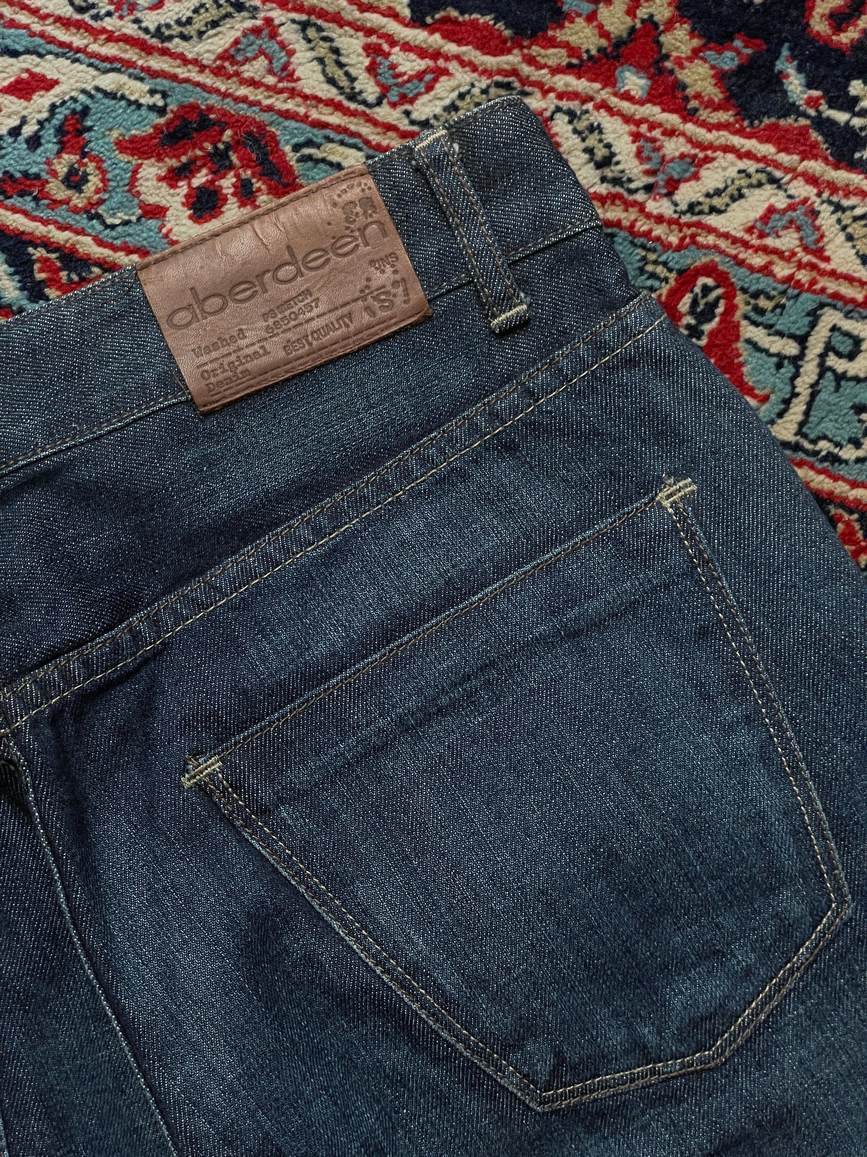 Aberdeen Vintage Low Rise Dark Indigo Raw Denim Straight-BOOTCUT FIT JEANS - 30