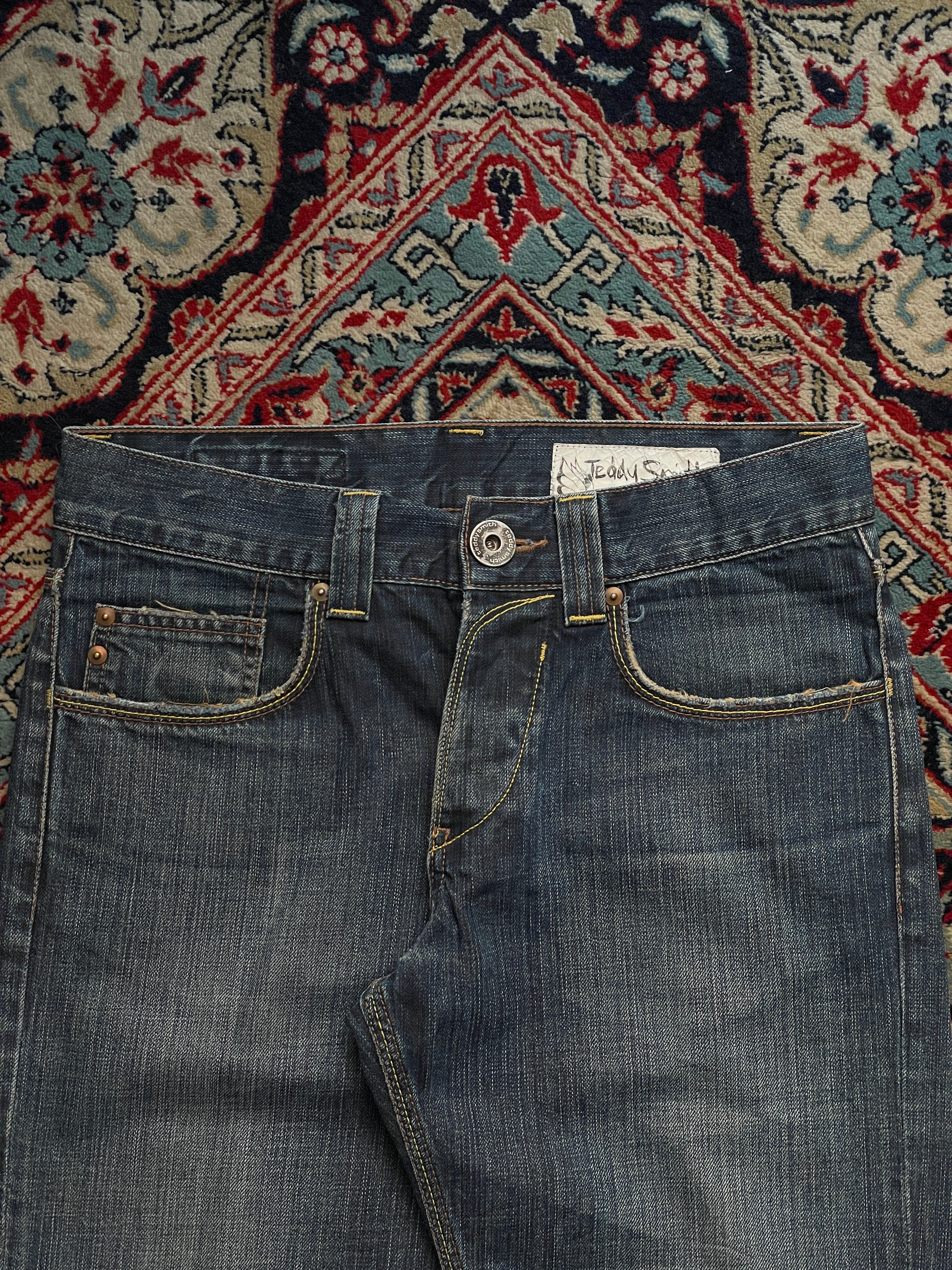 Vintage Teddy Smith Streetwear WASHED BLUE BOOTCUT JEANS - 30