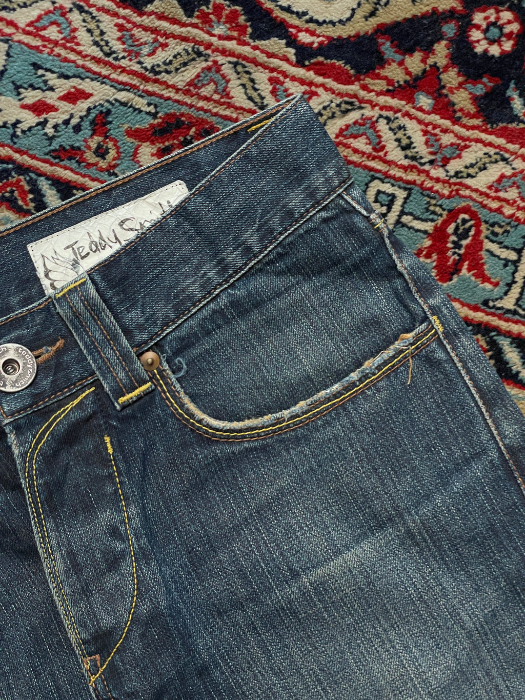 Vintage Teddy Smith Streetwear WASHED BLUE BOOTCUT JEANS - 30