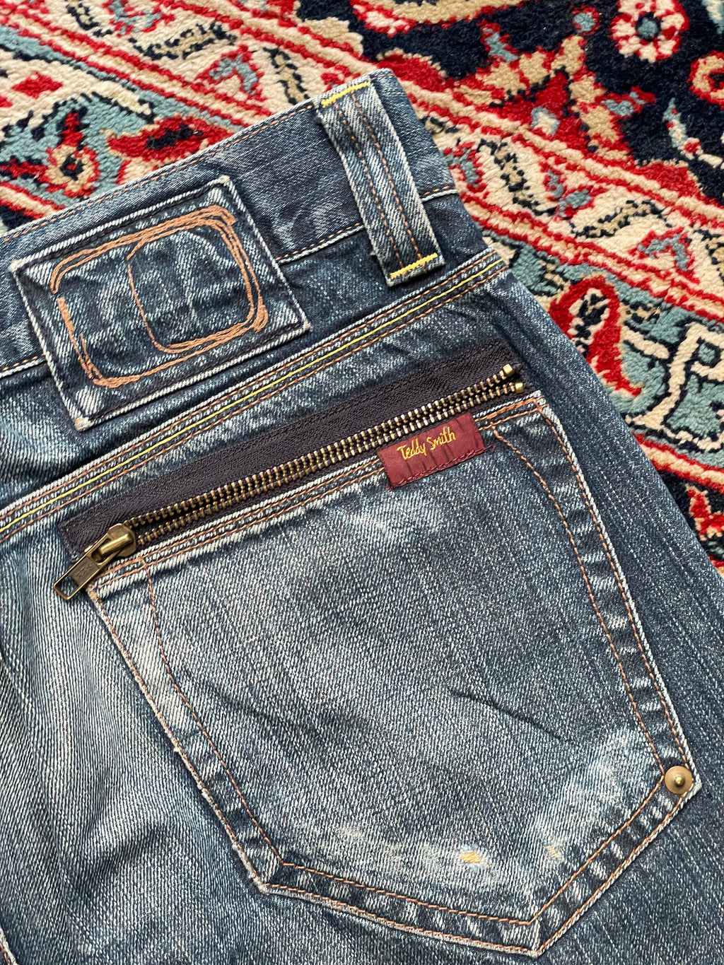 Vintage Teddy Smith Streetwear WASHED BLUE BOOTCUT JEANS - 30