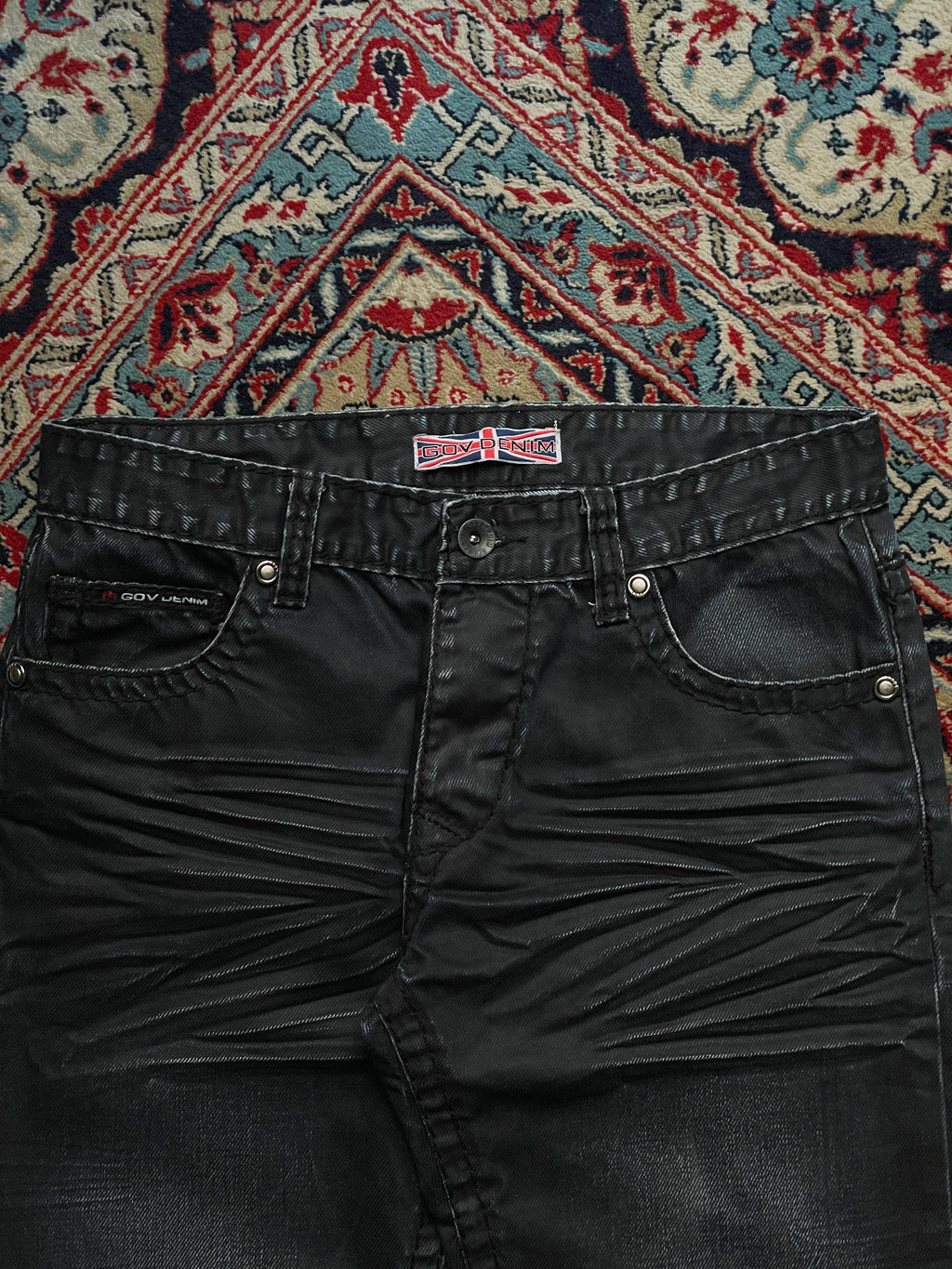 Vintage Gov Denim Cyber Grunge Aesthetic Black Distressed JEANS - 30