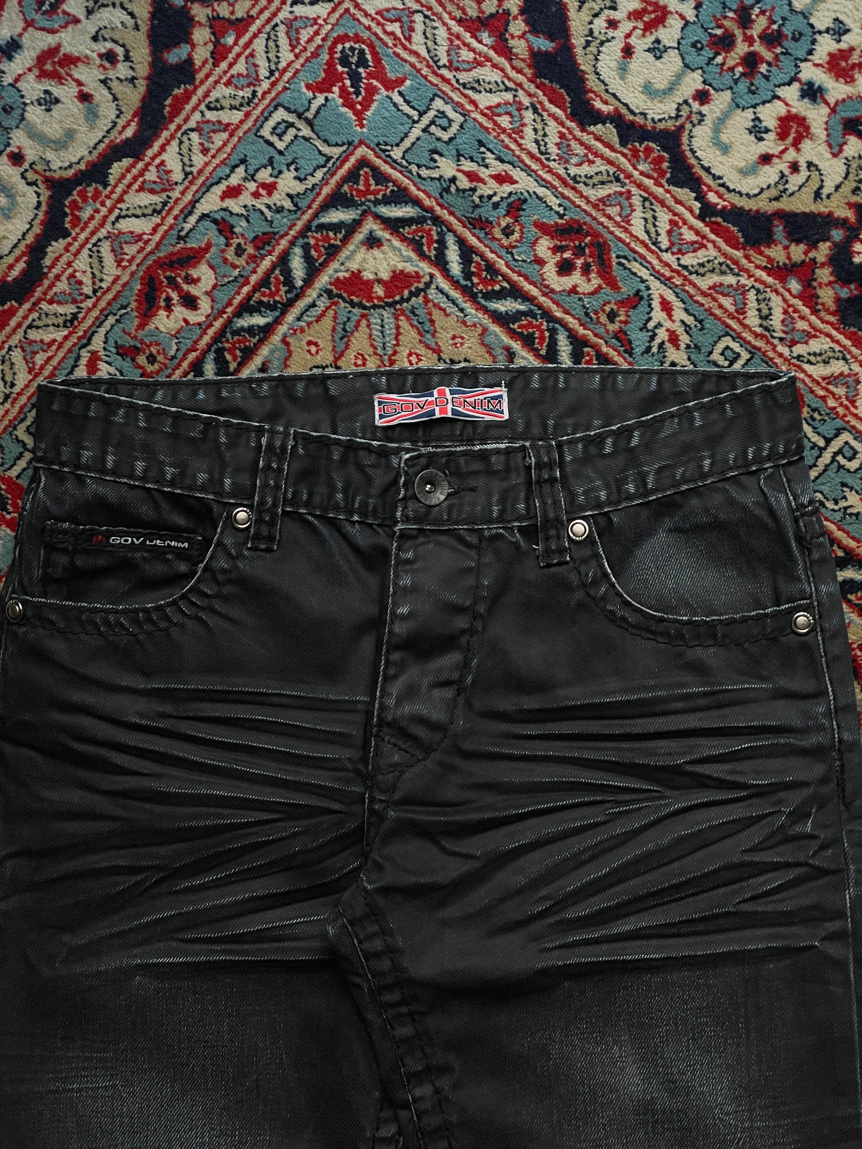 Vintage Gov Denim Cyber Grunge Aesthetic Black Distressed JEANS - 30