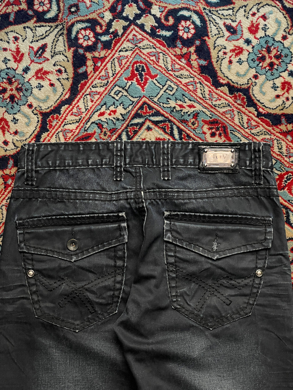Vintage Gov Denim Cyber Grunge Aesthetic Black Distressed JEANS - 30