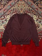 Basic House Burgundy Merino Wool Knit Button Up Cardigan - M