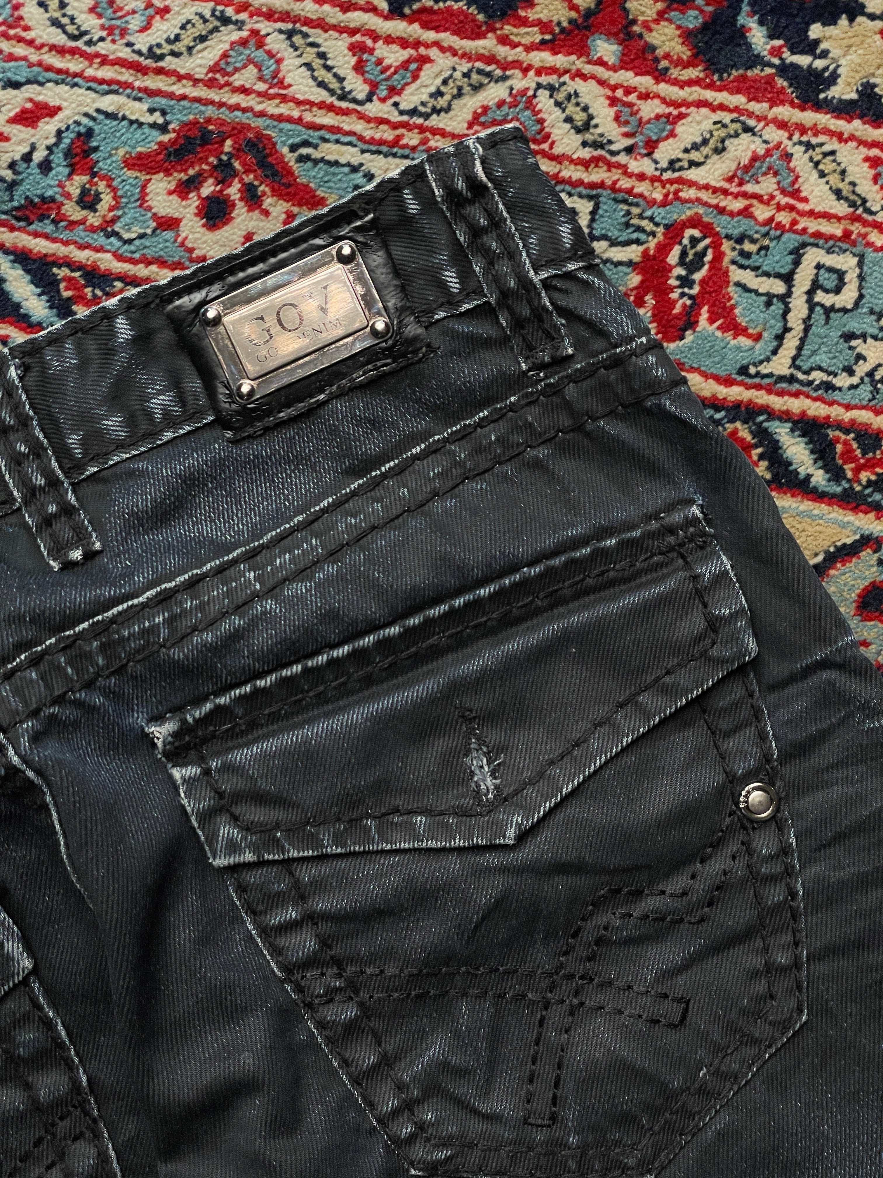 Vintage Gov Denim Cyber Grunge Aesthetic Black Distressed JEANS - 30