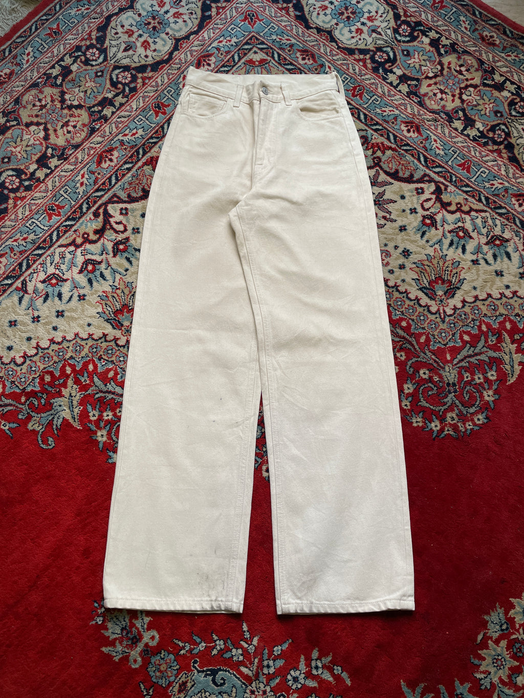 HOUSE OF DAGMAR OFF WHITE CREAM BAGGY FIT DENIM PANTS - 26