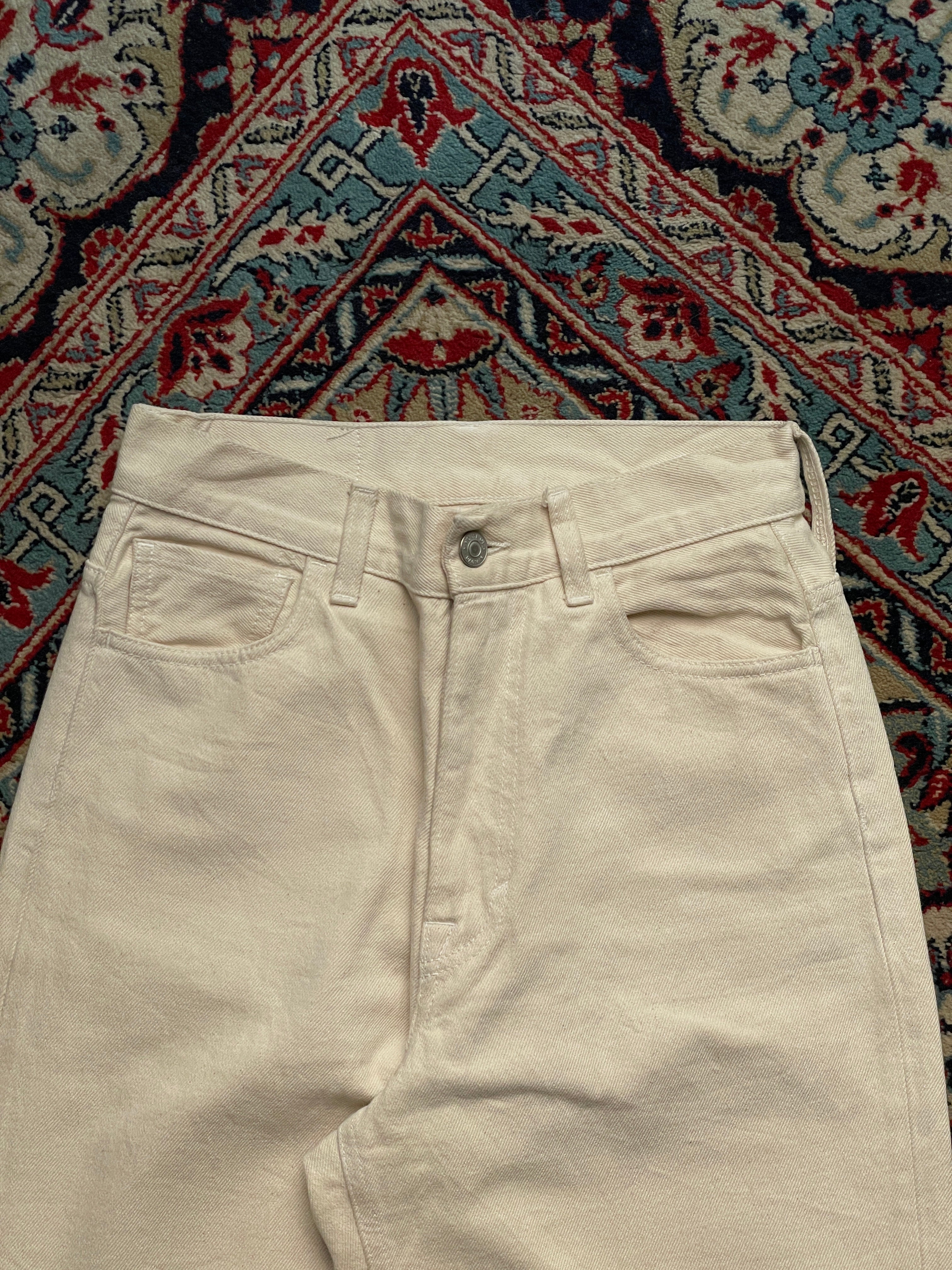 HOUSE OF DAGMAR OFF WHITE CREAM BAGGY FIT DENIM PANTS - 26
