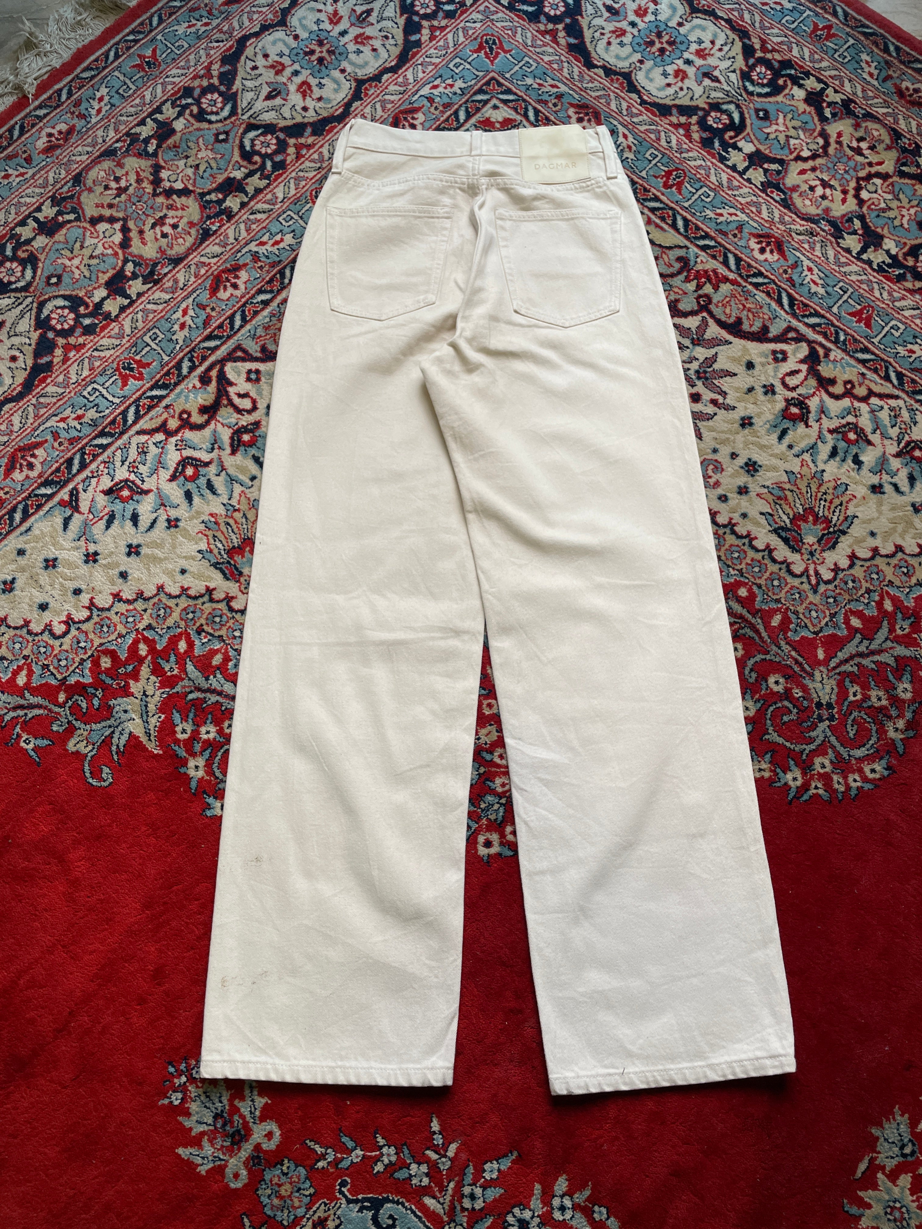 HOUSE OF DAGMAR OFF WHITE CREAM BAGGY FIT DENIM PANTS - 26