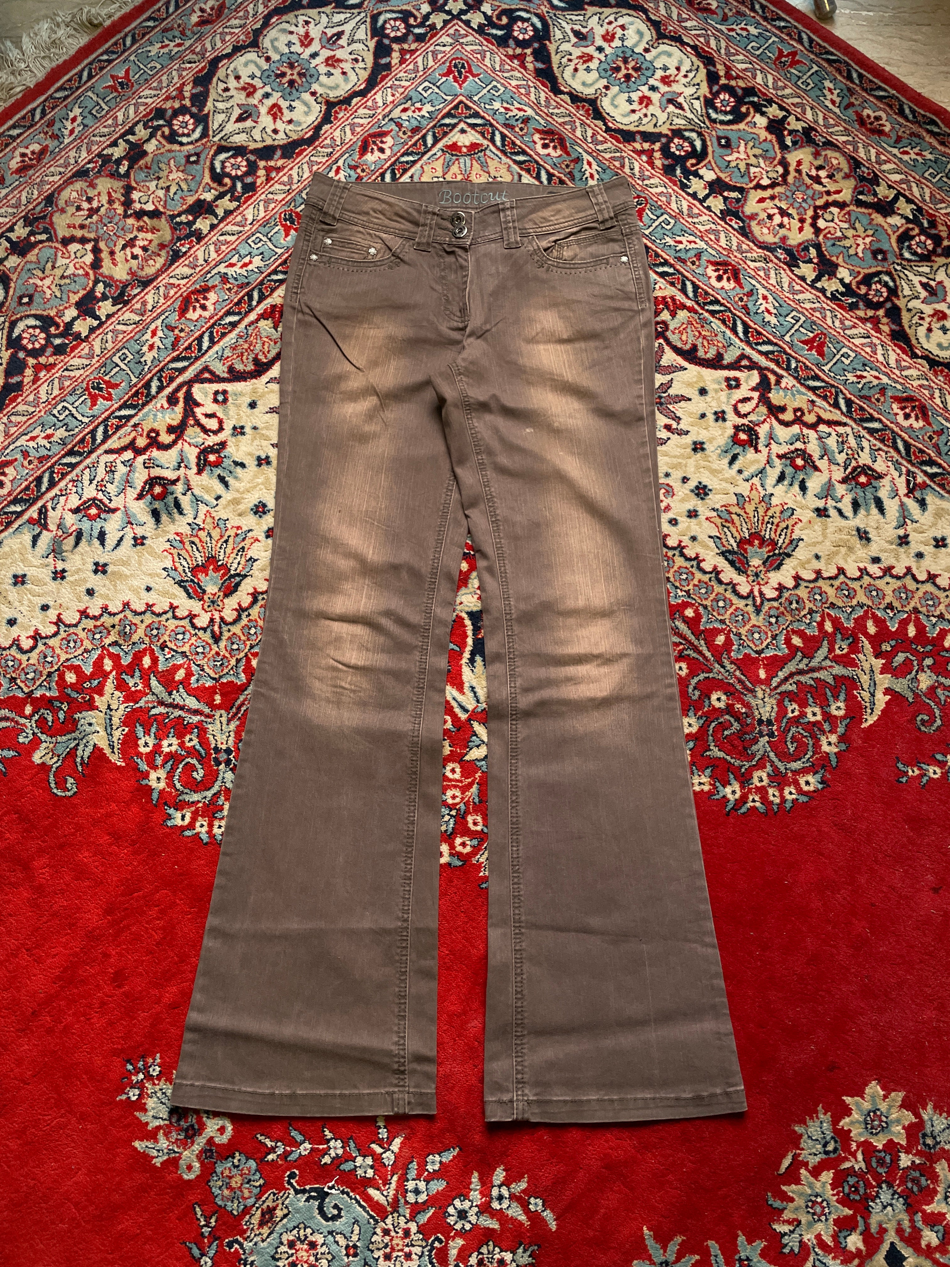 VINTAGE LOW RISE FADED BROWN FLARE BOOTCUT DENIM JEANS - 30