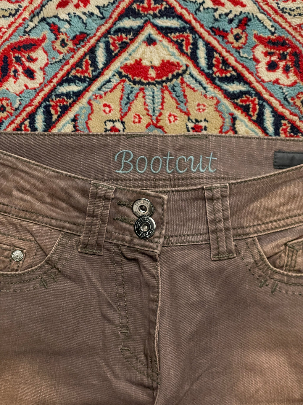 VINTAGE LOW RISE FADED BROWN FLARE BOOTCUT DENIM JEANS - 30
