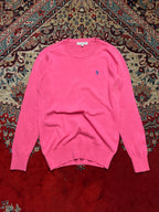US Polo Assn Pink Cotton Embroidered Logo Crewneck Sweater - M