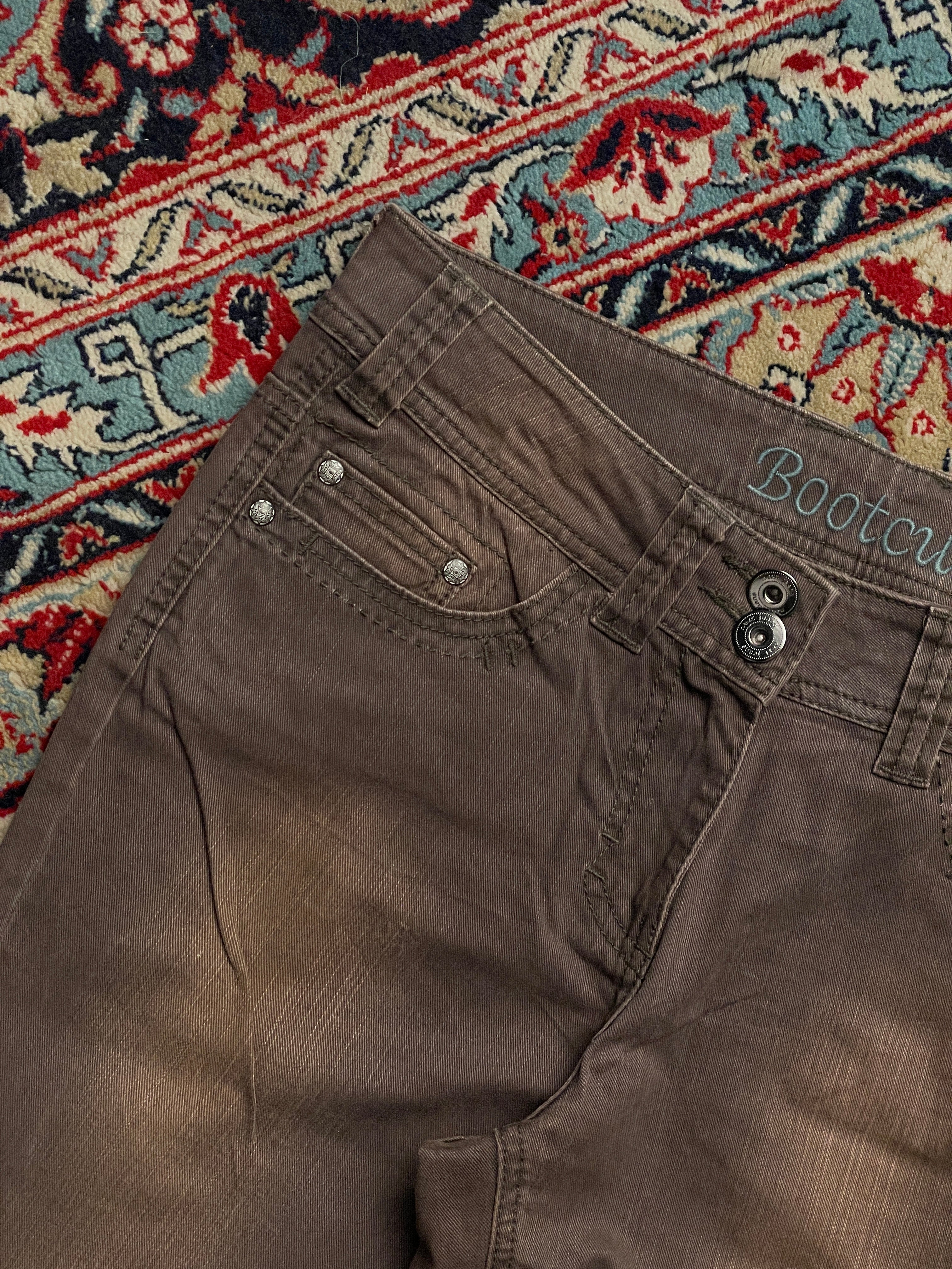 VINTAGE LOW RISE FADED BROWN FLARE BOOTCUT DENIM JEANS - 30