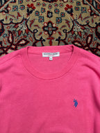 US Polo Assn Pink Cotton Embroidered Logo Crewneck Sweater - M