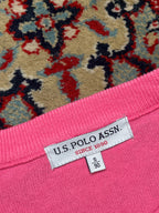 US Polo Assn Pink Cotton Embroidered Logo Crewneck Sweater - M
