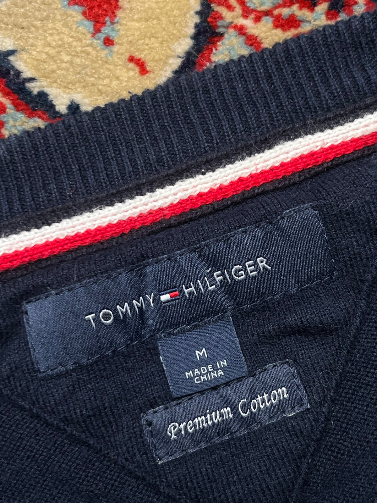 Tommy Hilfiger Navy Blue Premium Cotton Knit Crewneck Sweater - M