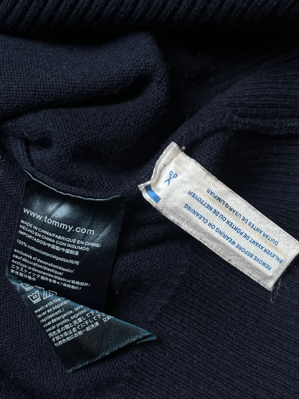 Tommy Hilfiger Navy Blue Premium Cotton Knit Crewneck Sweater - M