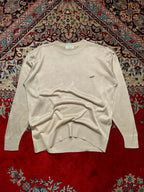 Vintage Crocodile Beige Fine Knit Embroidered Sweater - L