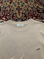 Vintage Crocodile Beige Fine Knit Embroidered Sweater - L