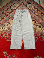 SINSAY HIGH WAISTED LIGHT WASH DENIM PLEATED BAGGY JEANS - 26