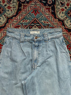 SINSAY HIGH WAISTED LIGHT WASH DENIM PLEATED BAGGY JEANS - 26
