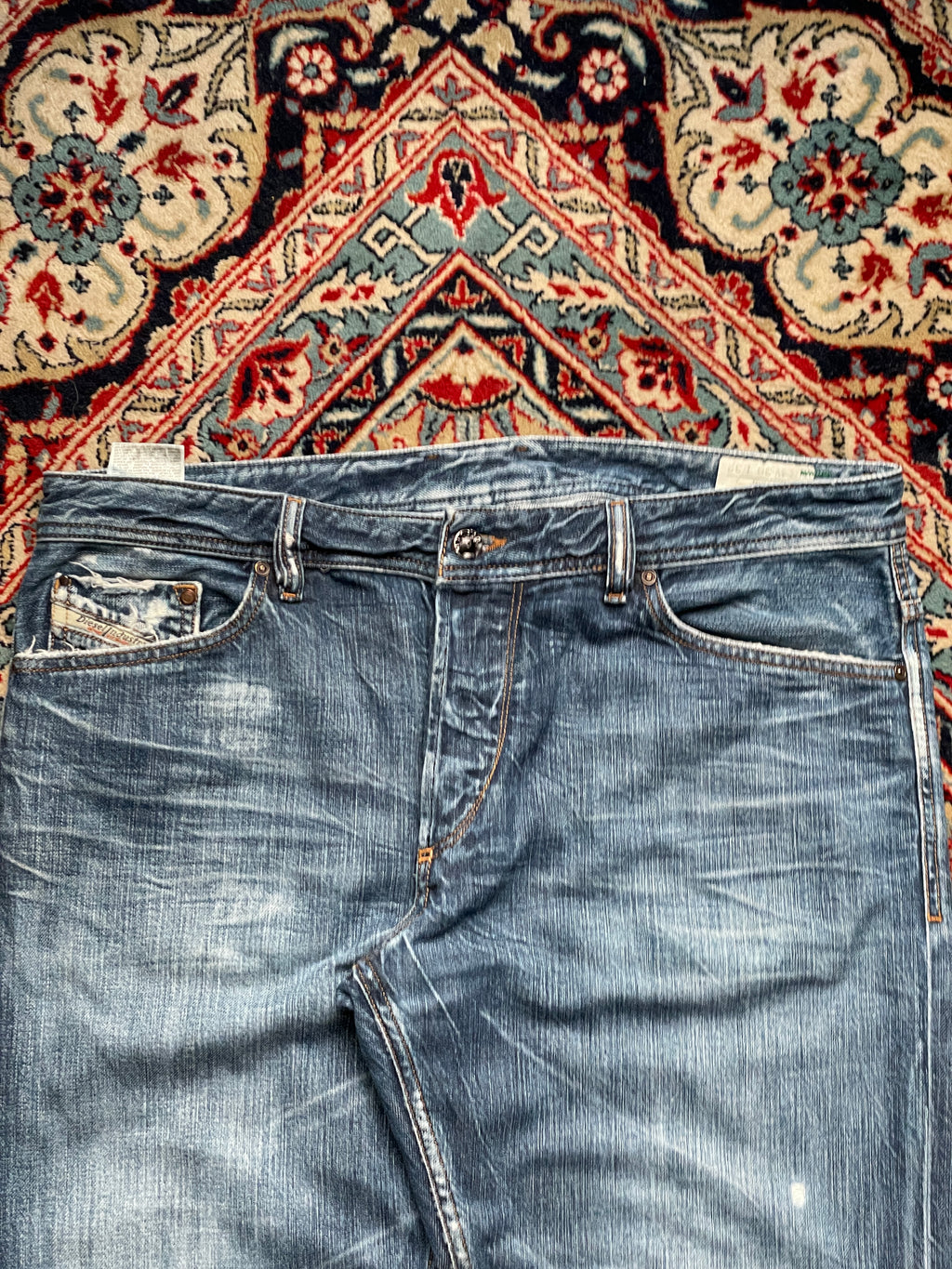 DIESEL KOOTLER WASHED BLUE STRAIGHT FIT JEANS - 38