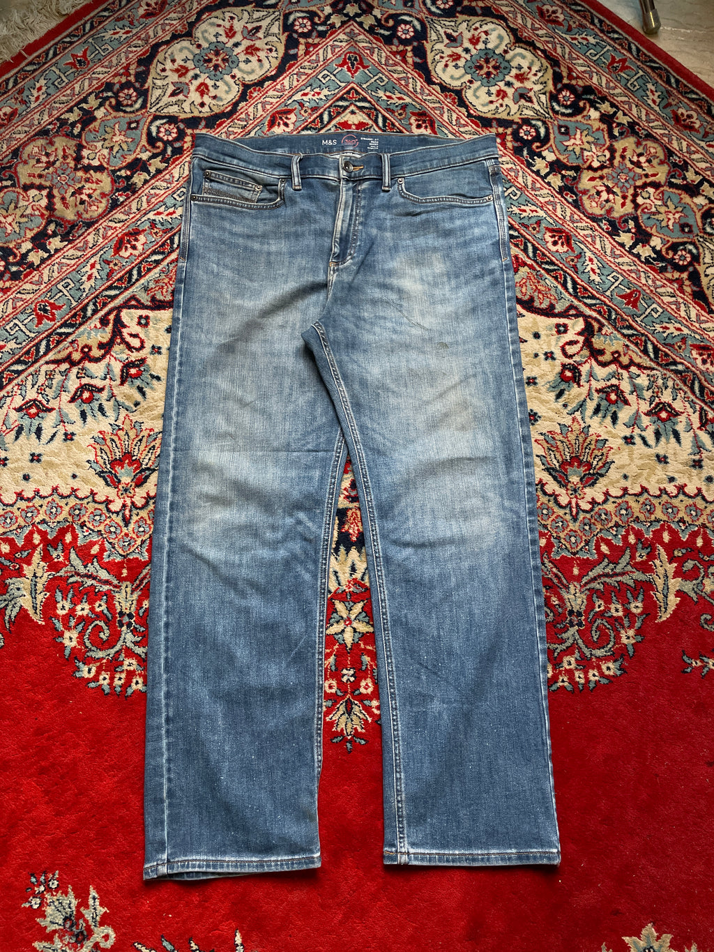 M&S Collection 360 Flex Straight Fit Medium Washed JEANS - 36