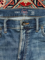 M&S Collection 360 Flex Straight Fit Medium Washed JEANS - 36