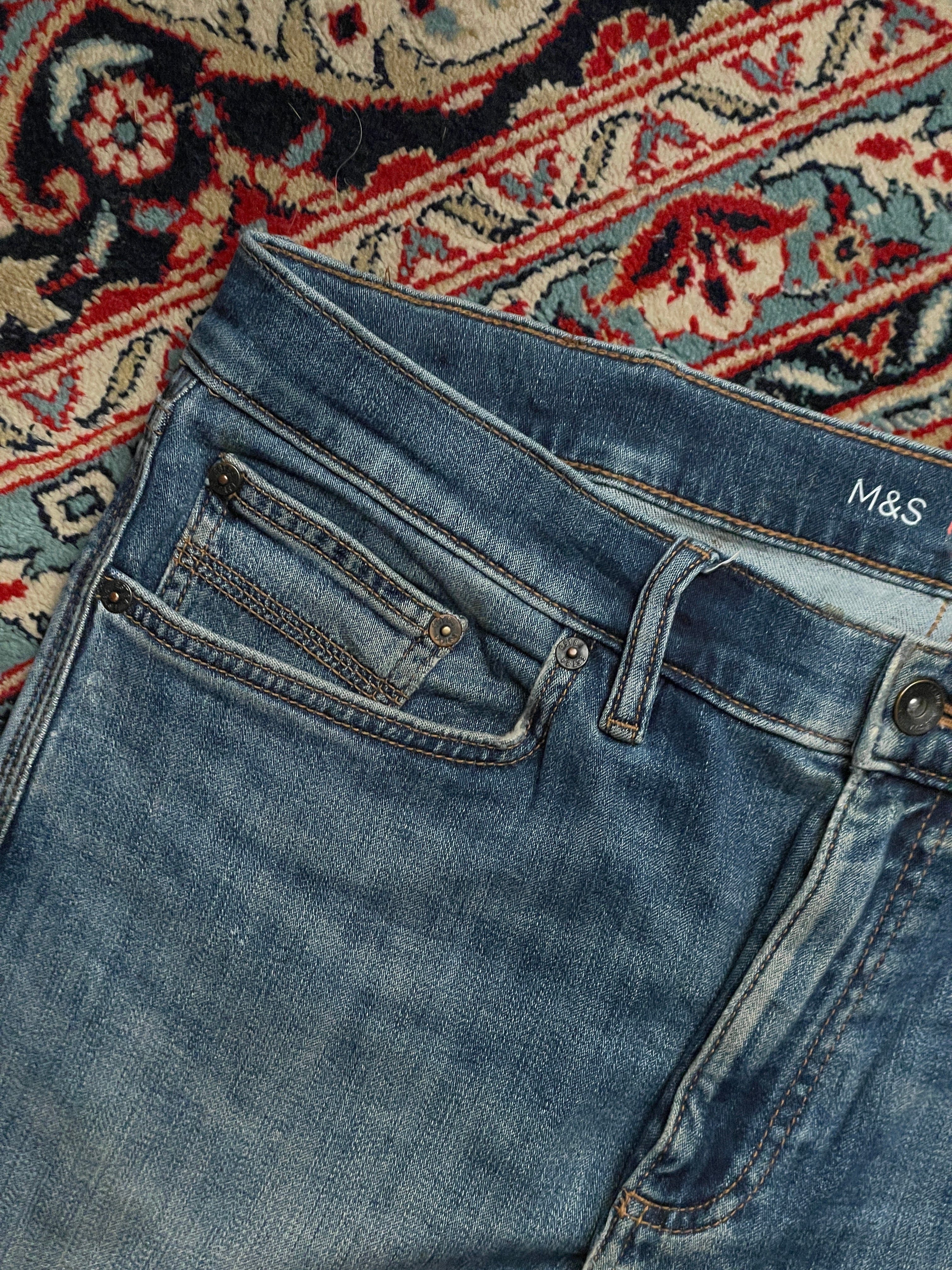 M&S Collection 360 Flex Straight Fit Medium Washed JEANS - 36