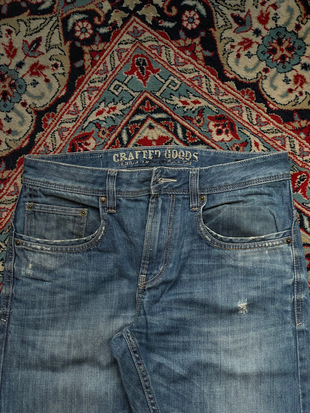 Vintage Crafted Goods Washed Distressed Straight FIT JEANS - 32