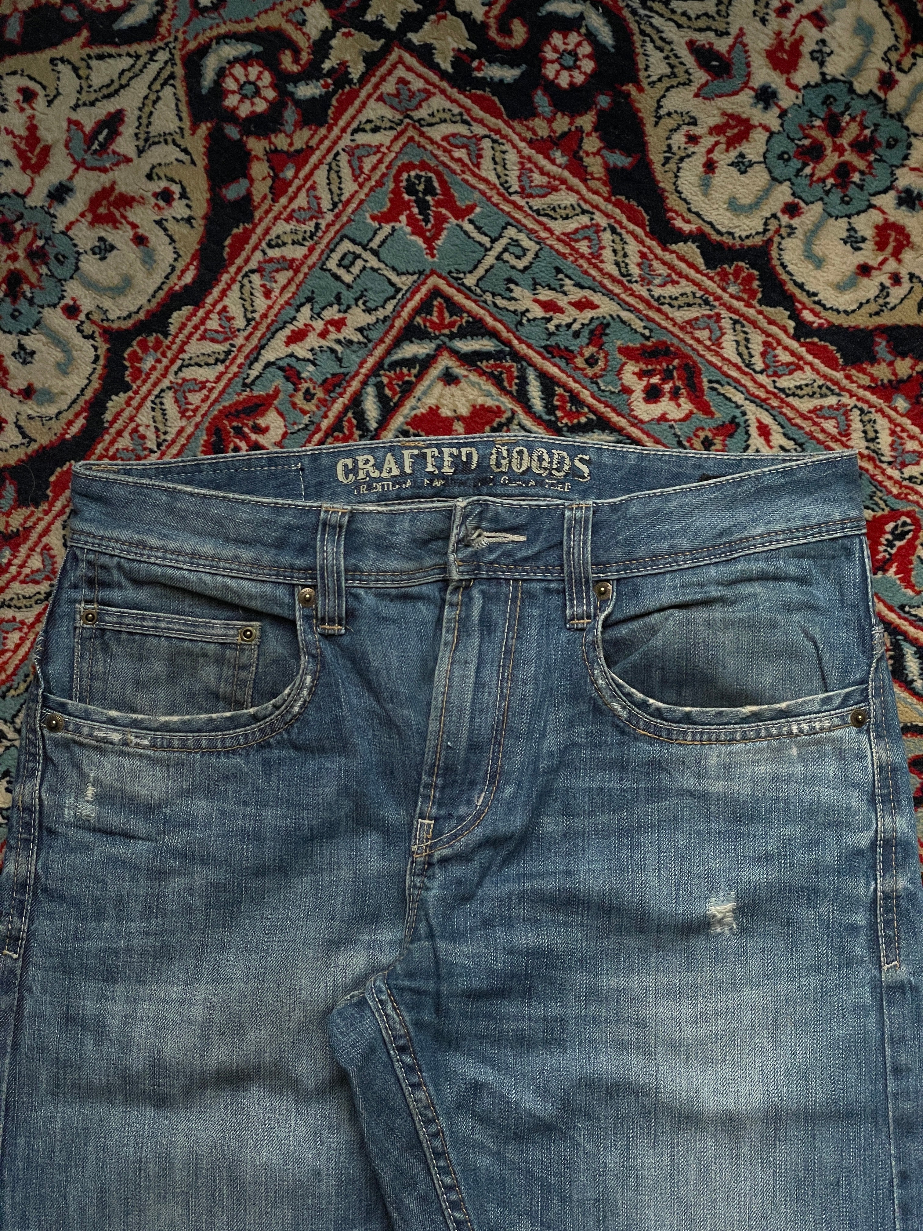 Vintage Crafted Goods Washed Distressed Straight FIT JEANS - 32