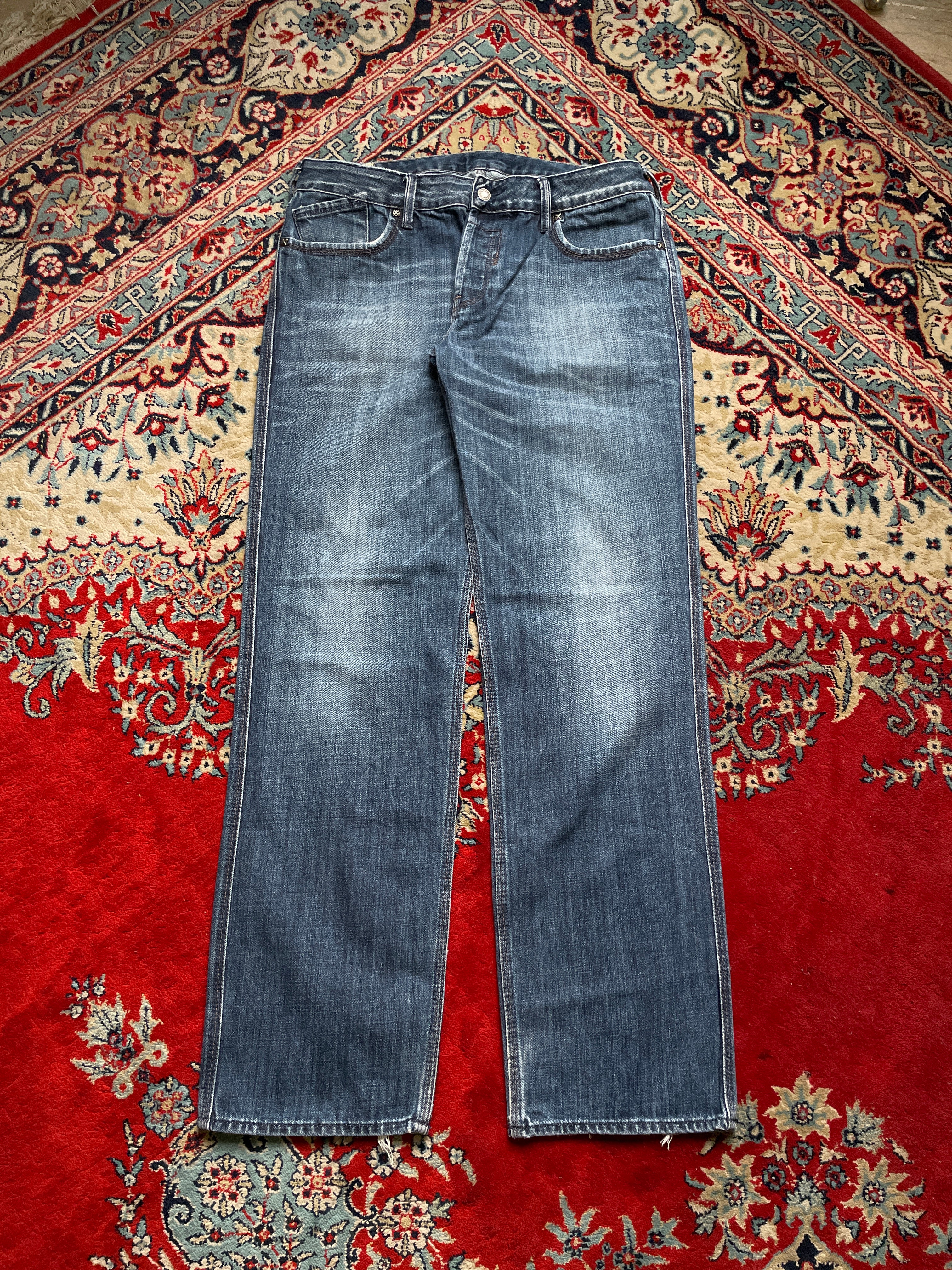 JAPAN RAGS Blue Wash Distressed STRAIGHT-RELAXED FIT JEANS - 34