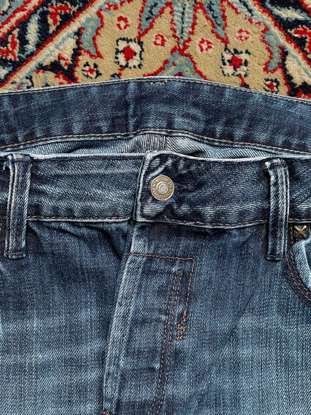JAPAN RAGS Blue Wash Distressed STRAIGHT-RELAXED FIT JEANS - 34