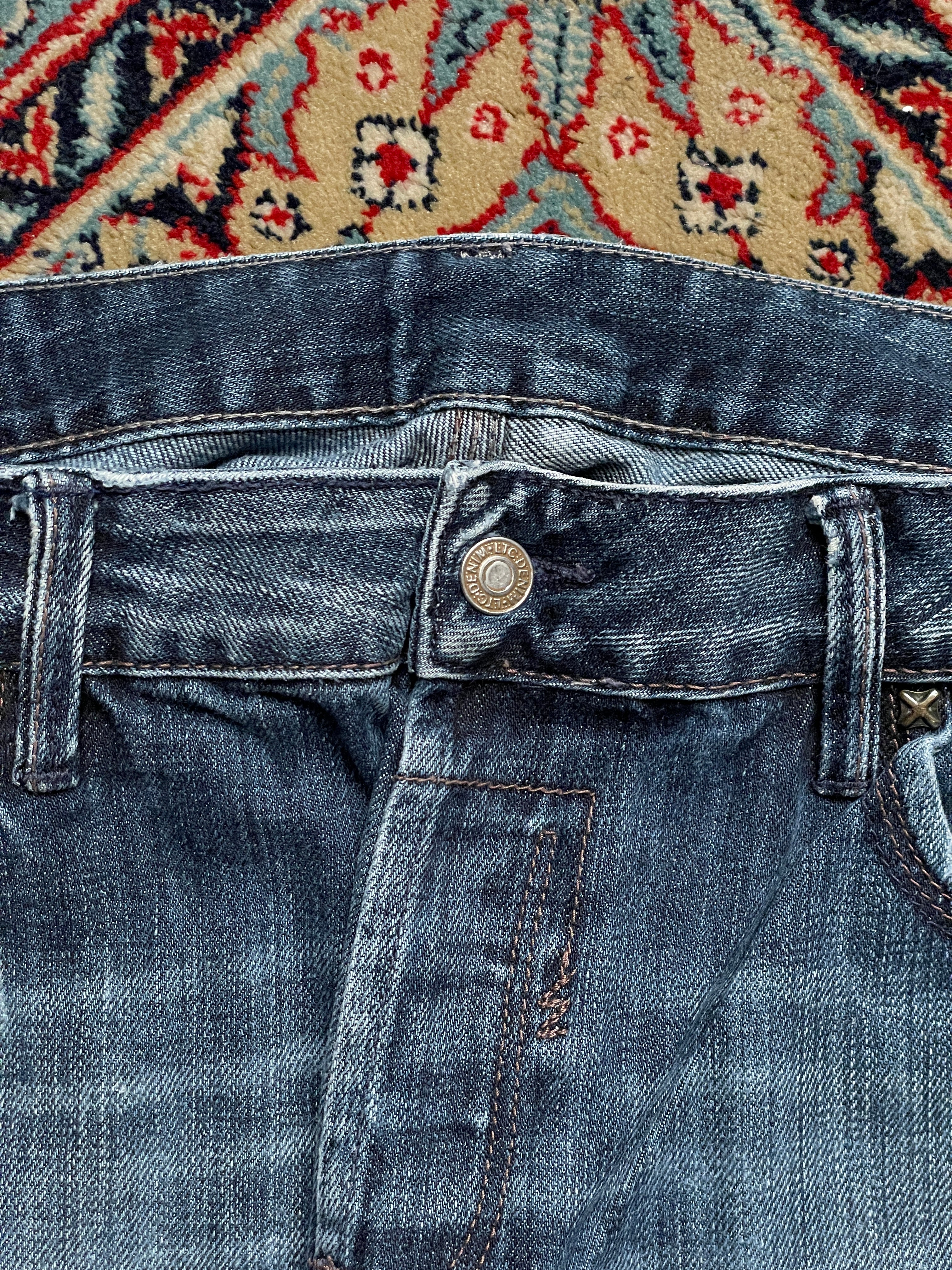 JAPAN RAGS Blue Wash Distressed STRAIGHT-RELAXED FIT JEANS - 34