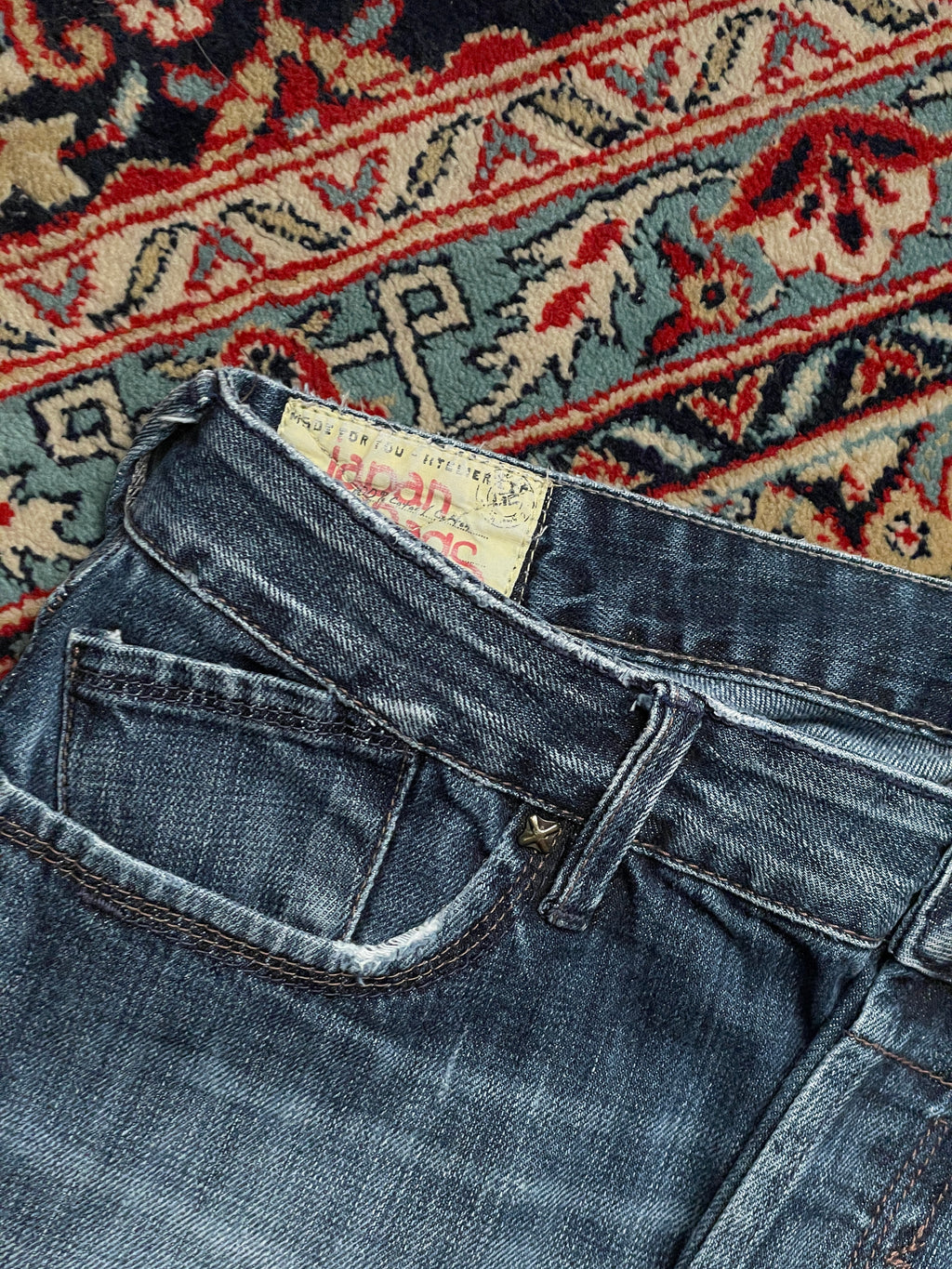 JAPAN RAGS Blue Wash Distressed STRAIGHT-RELAXED FIT JEANS - 34