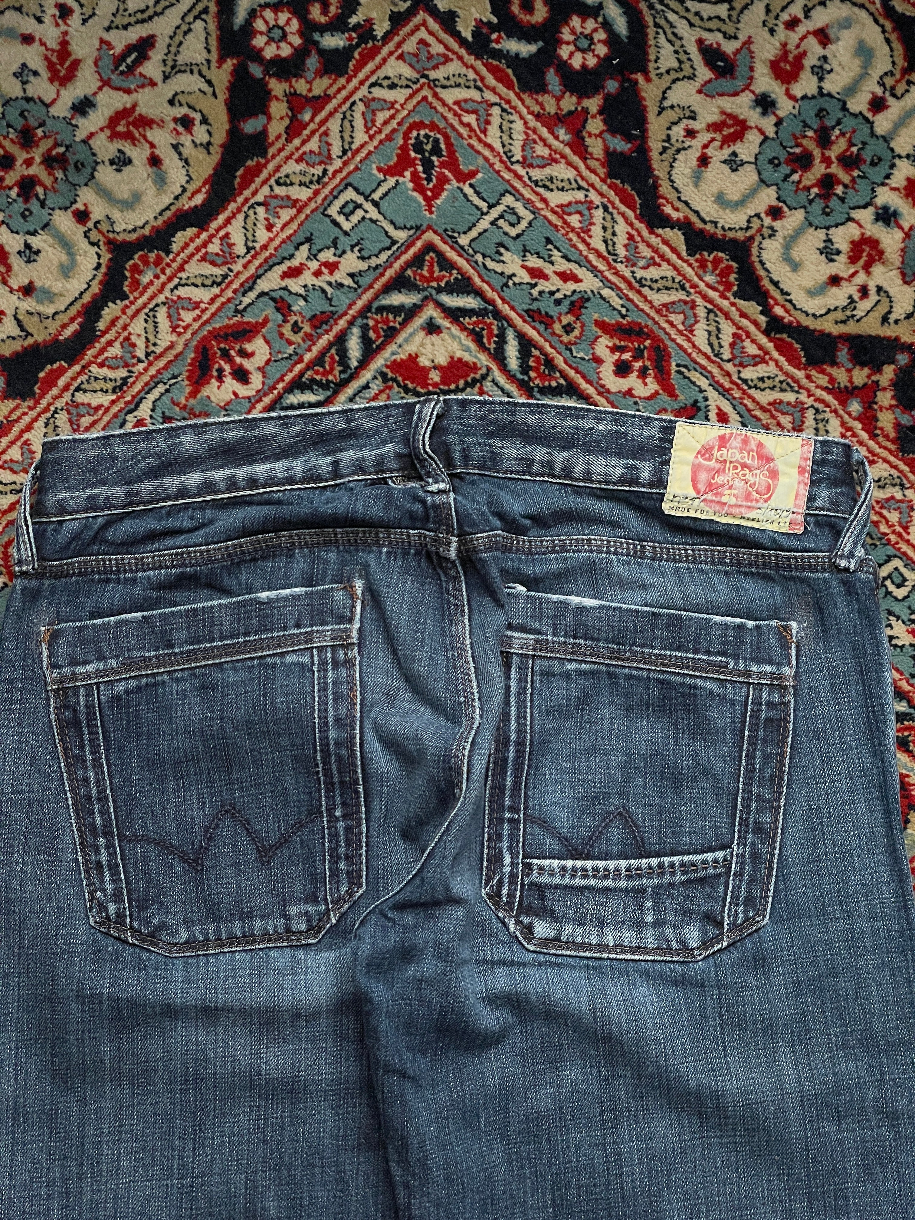 JAPAN RAGS Blue Wash Distressed STRAIGHT-RELAXED FIT JEANS - 34