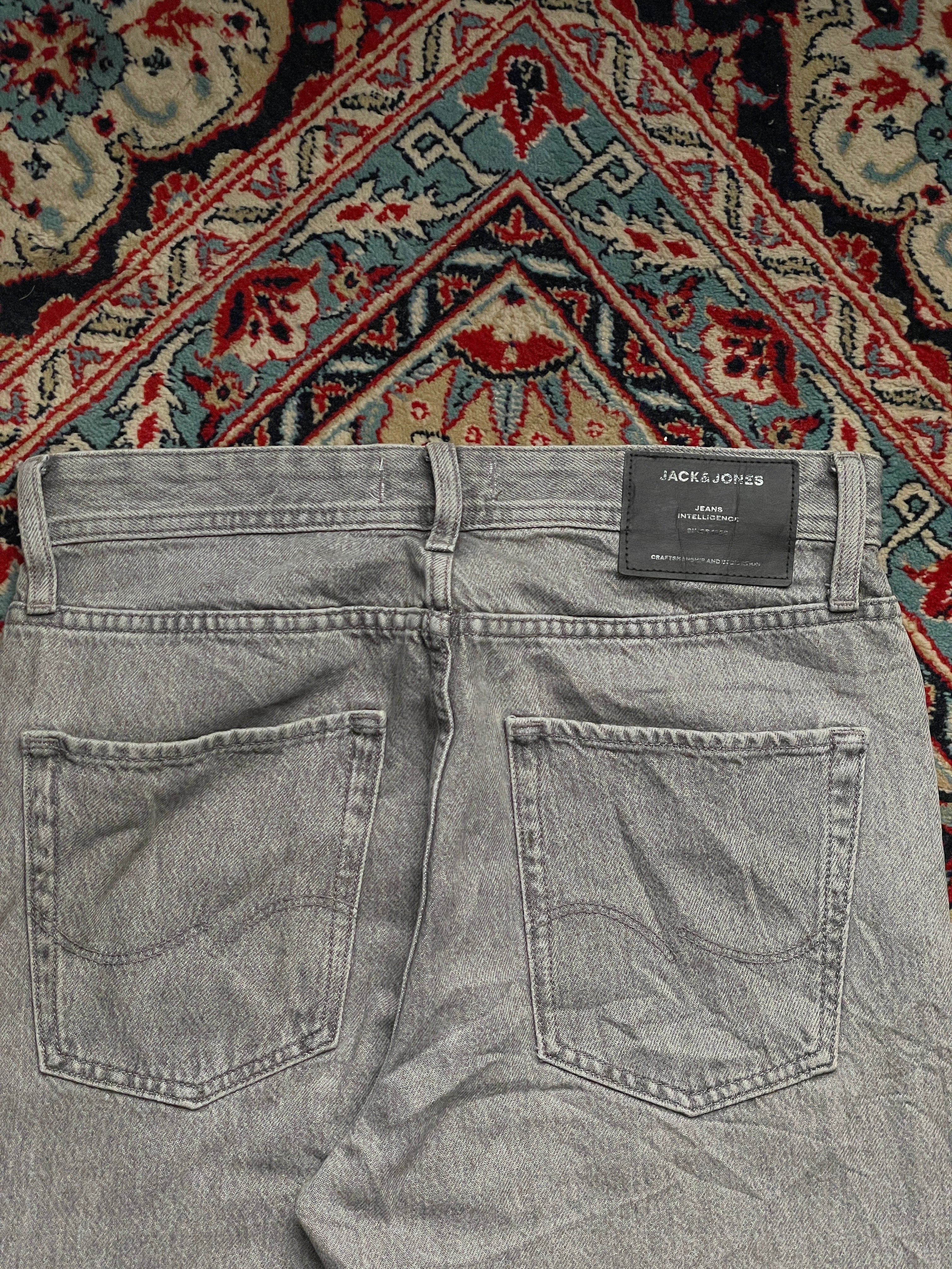 JACK & JONES Intelligence Loose Eddie Grey Wash RELAXED FIT JEANS - 30