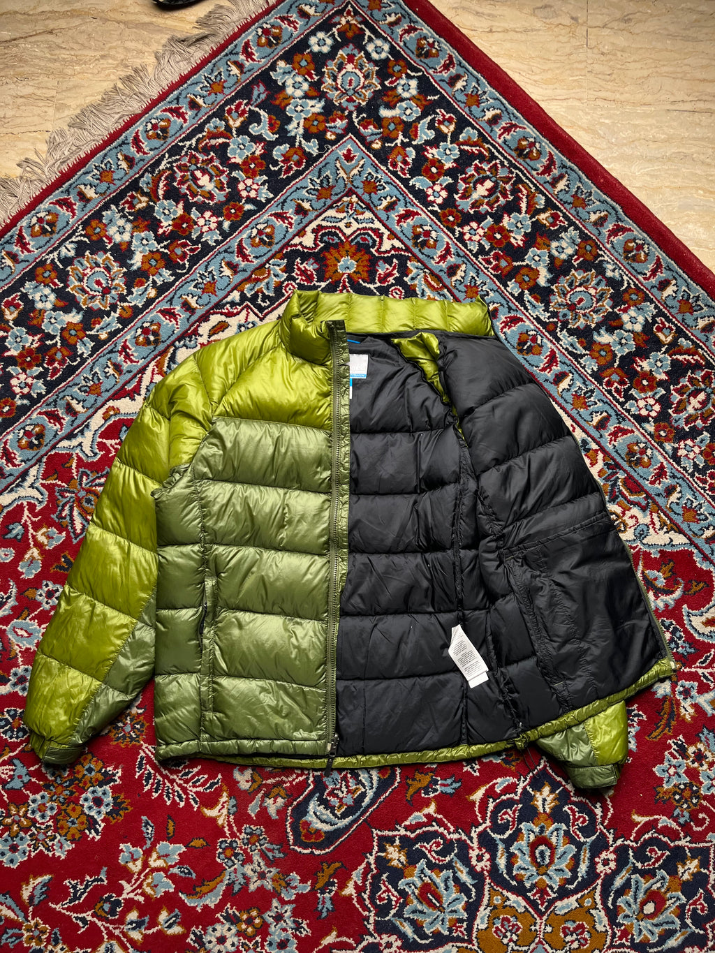 Columbia Titanium Interchange Goose Down Two Tone Green Puffer Jacket - M