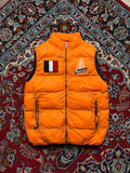 Moncler French Flag Down Filled Orange Puffer Vest - M