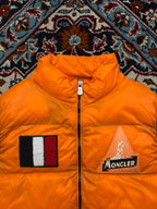 Moncler French Flag Down Filled Orange Puffer Vest - M