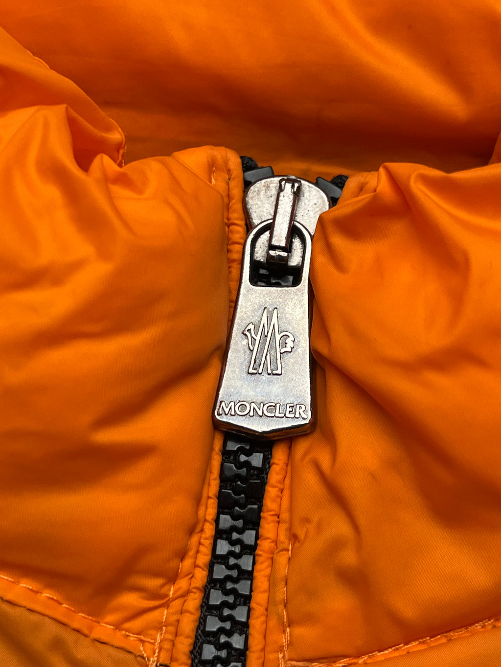 Moncler French Flag Down Filled Orange Puffer Vest - M